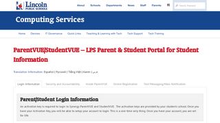 
                            6. ParentVUE/StudentVUE – LPS Parent & Student Portal for ... - Lincoln - Www Lps School Com Student Login