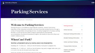 
Parking Services : University of Dayton, Ohio
