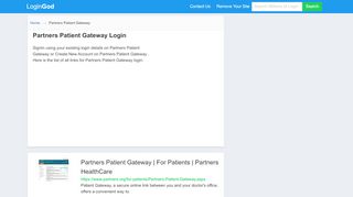 
Partners Patient Gateway Login or Sign Up  
