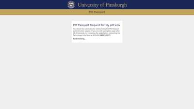 Passport Login Service Request for my.pitt.edu