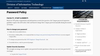 
                            3. Password Policy - Division of IT - Division of ... - Cal State Fullerton - Csuf Portal Locked