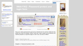 
                            6. Password protect and login form - iWeb FAQ - Iweb Portal