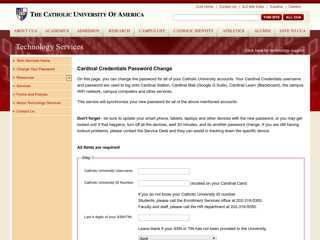 Password Reset and Change - Computing at CUA