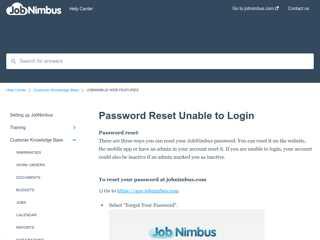 
                            4. Password Reset Unable to Login - JobNimbus