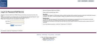 Password Self Service (PWSS). - Bcm Self Service Portal