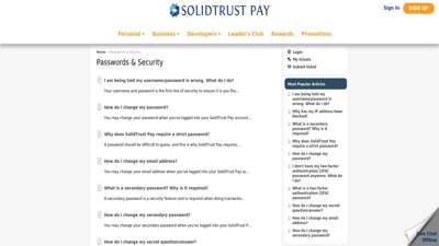 Passwords & Security - SolidTrust Pay