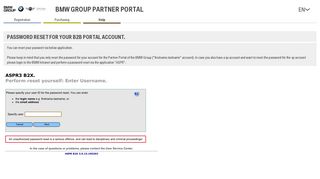 Passwort Reset - BMW Group Partner Portal - B2B Portal