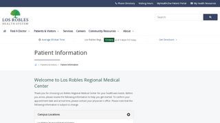 
Patient Information | Los Robles Regional Medical Center
