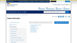
                            2. Patient Information - MedStar Montgomery Medical Center - Medstar Montgomery Patient Portal