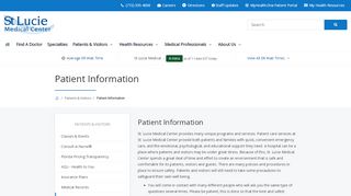 
                            3. Patient Information | St. Lucie Medical Center | Port St. Lucie, FL - St Lucie Medical Center Patient Portal