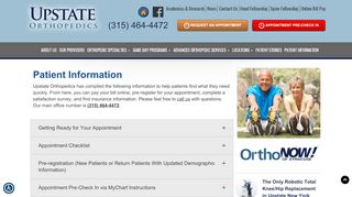 
                            8. Patient Information | Upstate Orthopedics | Syracuse, New York - Upstate Mychart Portal