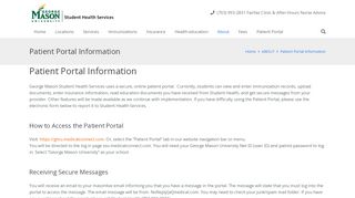 
                            1. Patient Portal Information - Student Health Services - George Mason ... - Patient Portal Gmu