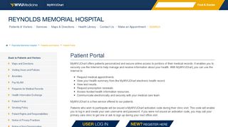 
                            2. Patient Portal | Reynolds Memorial Hospital - WVU Medicine - Ruby Memorial Hospital Patient Portal