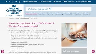 
                            1. Patient Portal (WCH eCare) | Wooster Community Hospital - Wooster Community Hospital Patient Portal