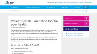 
                            3. Patient portals - An online tool for your health Information | Mount Sinai ... - Mount Sinai Portal