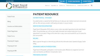 
                            2. Patient Resource - Puget Sound Orthopaedics - Puget Sound Orthopedics Patient Portal