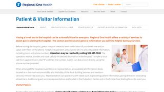 
                            3. Patient & Visitor Information - Regional One Health - Regional One ... - Regional One Patient Portal