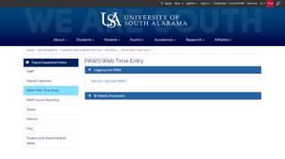 
                            4. PAWS Web Time Entry - University of South Alabama - South Alabama Paws Portal