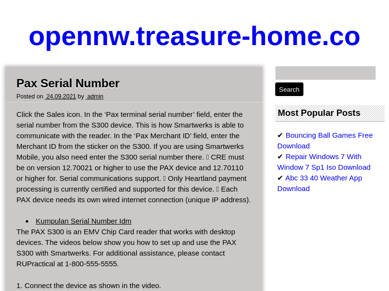 
                            3. Pax Serial Number - opennw.treasure-home.co