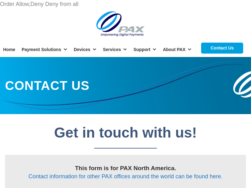 
                            5. PAX Technology Inc. | Contact us