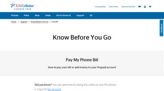 
                            5. Pay Bill | Know Before You Go | U.S. Cellular - Us Cell Portal