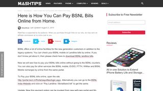 Pay BSNL Bills Online from Home. - MashTips - Pay Bsnl Landline Bill Online Without Portal