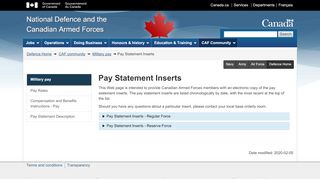 
                            1. Pay statement inserts - Forces armées canadiennes - Emaa Portal Dnd