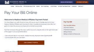 
                            6. Pay Your Bill | Madison Medical Affiliates - Csm Connect Patient Portal