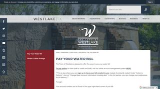 
                            8. Pay Your Water Bill | Westlake, TX - Official Website - Westlake Sign In