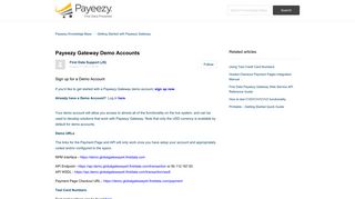 
                            5. Payeezy Gateway Demo Accounts – Payeezy Knowledge Base - First Data Gateway Portal