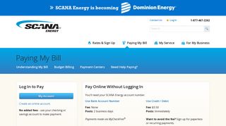 Paying My Bill  SCANA Energy Natural Gas