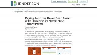 
                            2. Paying Rent Has Never Been Easier with Henderson's New Online ... - Henderson Property Management Tenant Portal