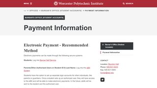Payment Information | Bursar | Offices | WPI - Wpi Bannerweb Portal