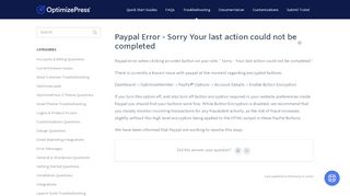
Paypal Error - Sorry Your last action could not be completed ...
