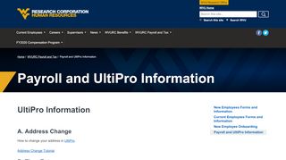 
                            5. Payroll and UltiPro Information | Research HR | West Virginia ... - Wvu Ultimate Portal