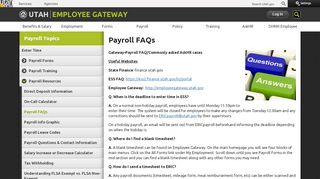 
                            4. Payroll FAQs | Employee Gateway - Utah Department of Human ... - Https Ess2 Finance Utah Gov Irj Portal