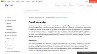 Payroll Integration| Paybooks | Zoho People - Paybooks Employee Portal