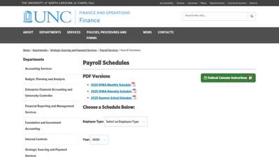 Payroll Schedules - finance.unc.edu