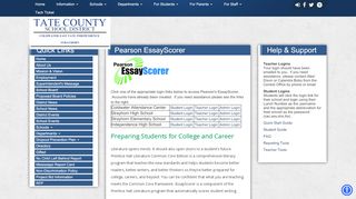 Pearson EssayScorer - Tate County School District - Essay Scorer Student Portal