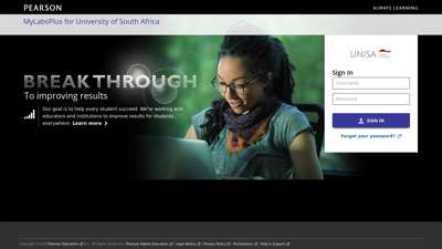 Pearson - MyLabsPlus for University of South Africa