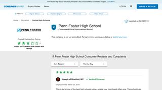 
Penn Foster High School - ConsumerAffairs.com
