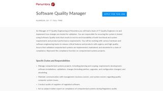
                            4. Penumbra - Software Quality Manager - Lever - Mastercontrol Login Penumbra