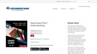 
                            3. Personal Banking Login | Westamerica Bank - Starconnect Plus Portal