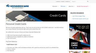 
                            2. Personal Credit Cards | Westamerica Bank - Westamerica Bank Credit Card Portal