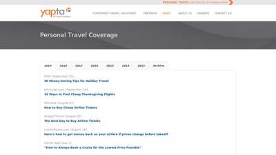 Personal Travel Coverage  Yapta, Inc.