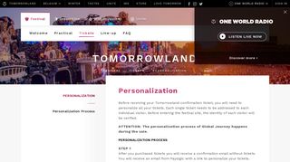 
                            7. Personalization - Tickets - Festival - Tomorrowland - Tomorrowland Sign Up