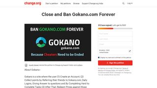 Petition · Close and Ban Gokano.com Forever · Change.org - Gokano Portal Page