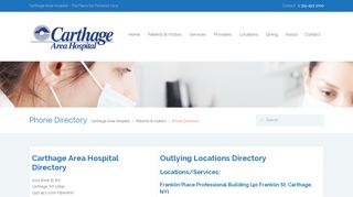 Phone Directory – Carthage Area Hospital - Carthage Area Hospital Patient Portal