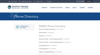 
                            8. Phone Directory | Northern Nevada Medical Center Reno–Sparks - Northern Nevada Medical Group Patient Portal