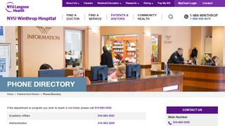 
                            5. Phone Directory | NYU Winthrop Hospital - Winthrop Patient Portal